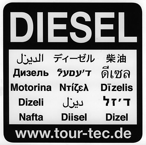 Aufkleber Diesel mehrsprachig